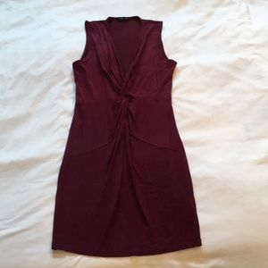 Maroon suede bodycon dress
